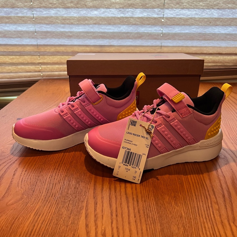 NEW IN BOX Adidas Lego tennis shoes. Pink, yellow, white LEGO shoes - Picture 4 of 5